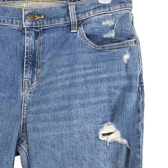 Old Navy Distressed Boyfriend Mid Rise Jeans Sz 12 Dark Destroyed Sailor - Picture 5 of 9